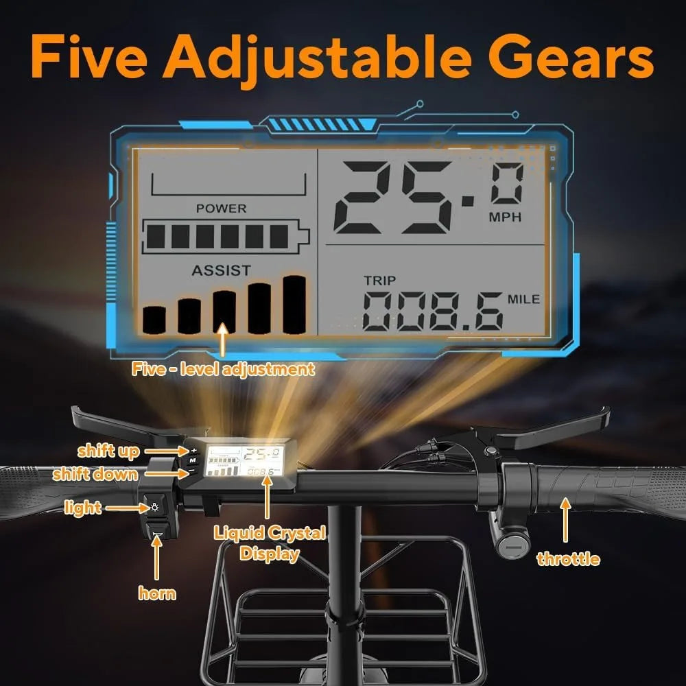 Folding Electric Bike for Adults,25/32 MPH Speed 25/45 Miles Range,480Wh 500W Motor and Lightweight & Portable