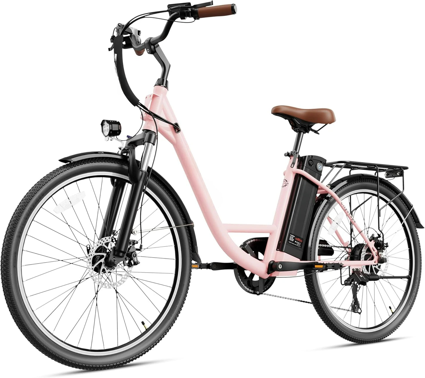 Electric Bike 350W(Peak 500W) Electric City Cruiser Bicycle Up to 40 Miles Dual Shock Absorber Electric Commuter Bike for Adults