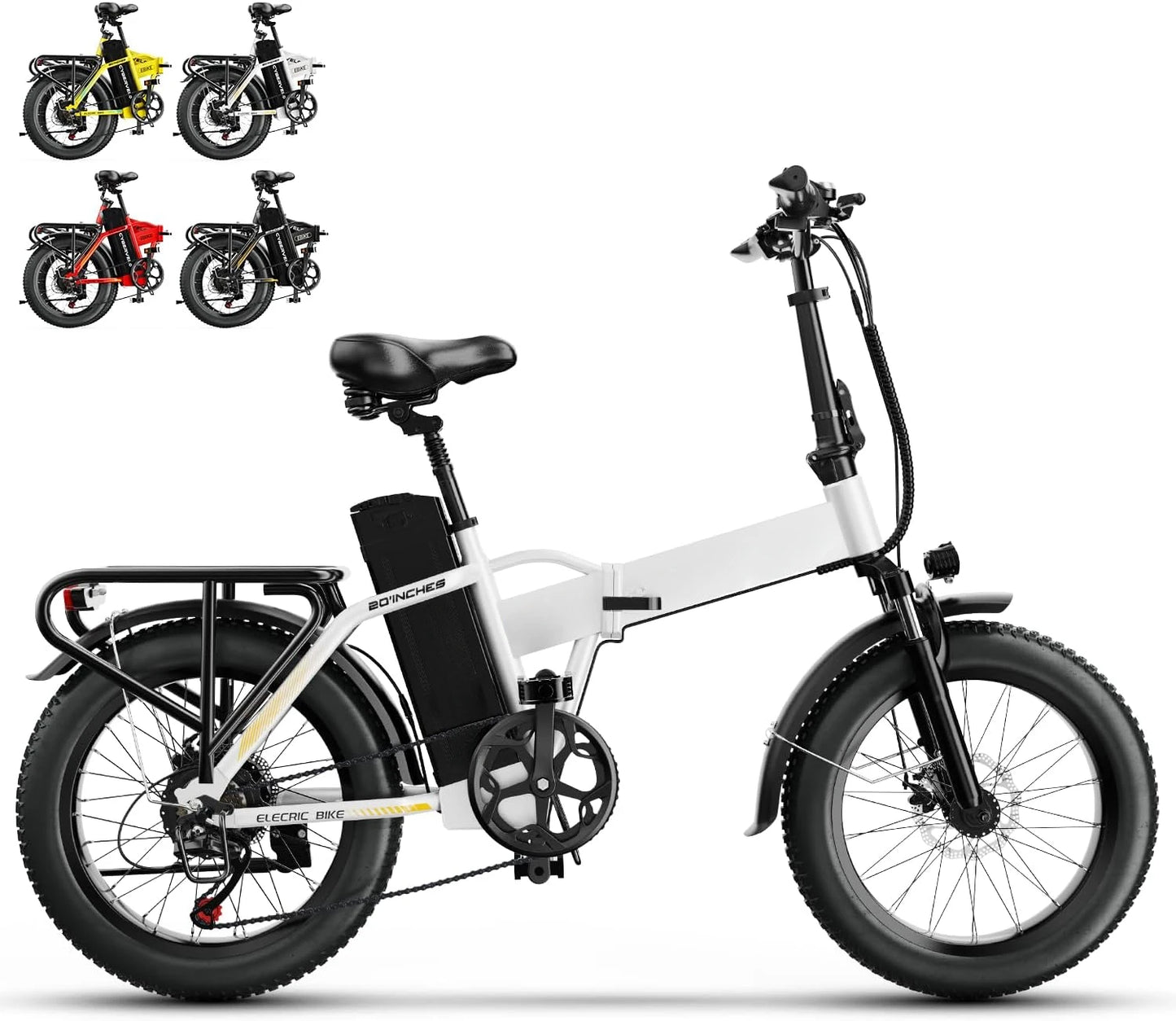1000W Folding Electric Bike, 48V 20.8AH Large Removable Battery E-Bike, 30+MPH, 80 Miles Max Range, 20" Fat Tire Electric Bike