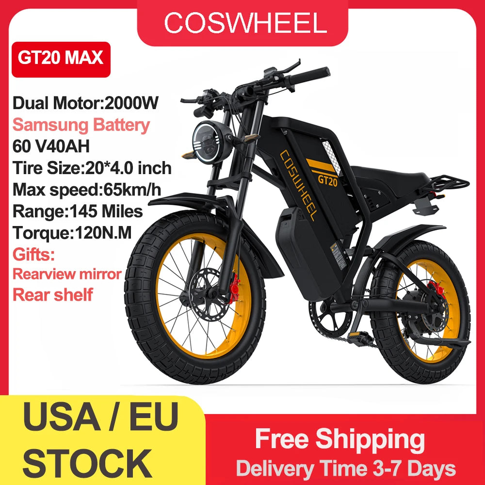 Coswheel GT20 Pro 1500/3000W Electric bike 48V 25ah/40AH Mountain bikes Electric Off Road Bike Fat Tires Motorcycle Ebike