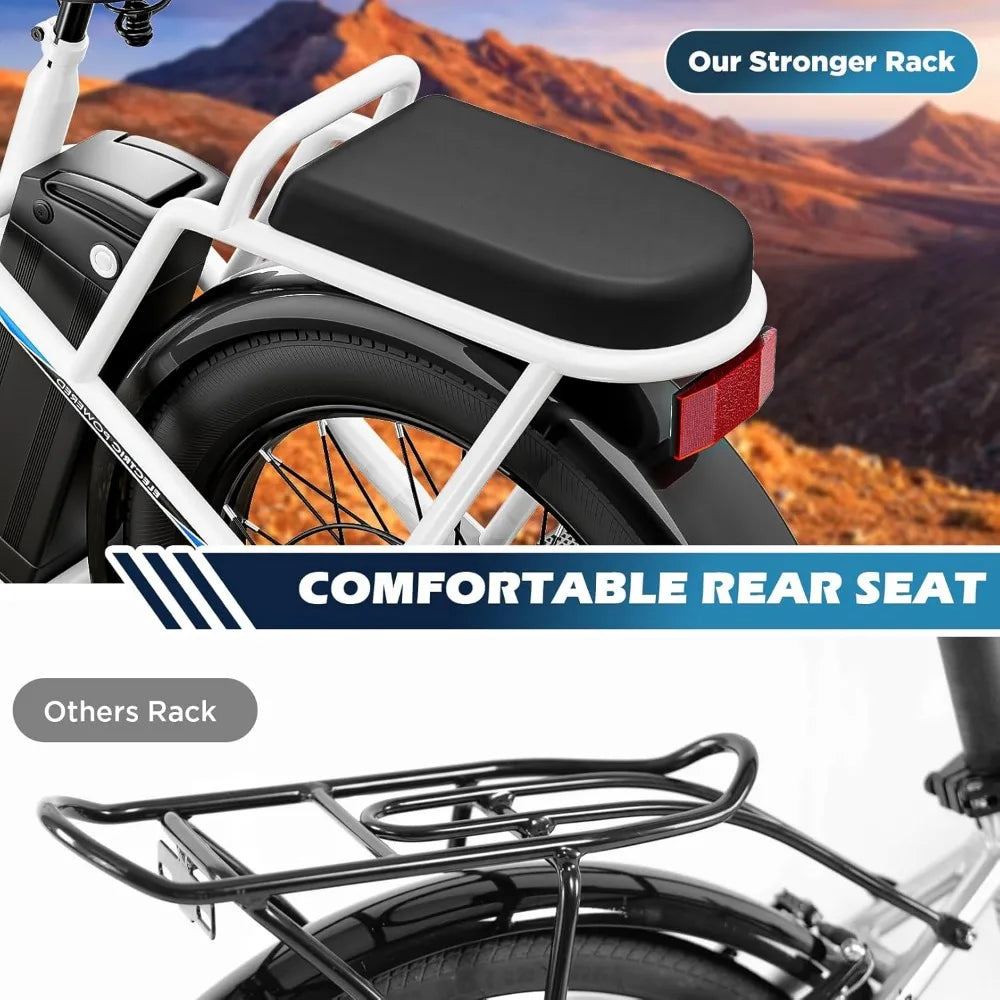 1200W Electric Scooter with Seat, 20" Fat Tire Electric Bike with 48V Removable Battery, Up to 30Miles & 20MPH