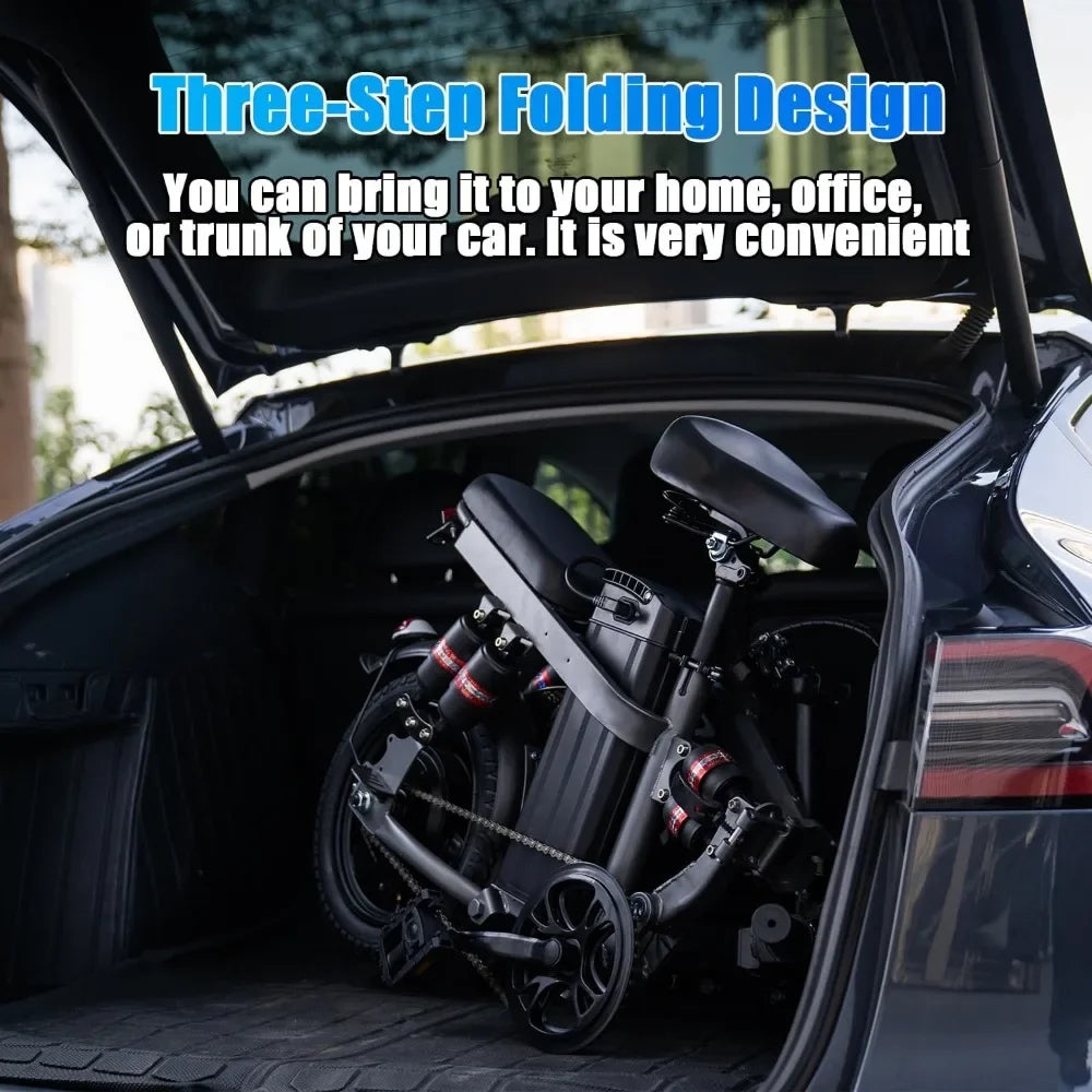 Folding Electric Bike, 500W Motor, Electric Bike for Adults, Up to 25 MPH and 30 Miles Long Range, 48V 15AH Removable Battery