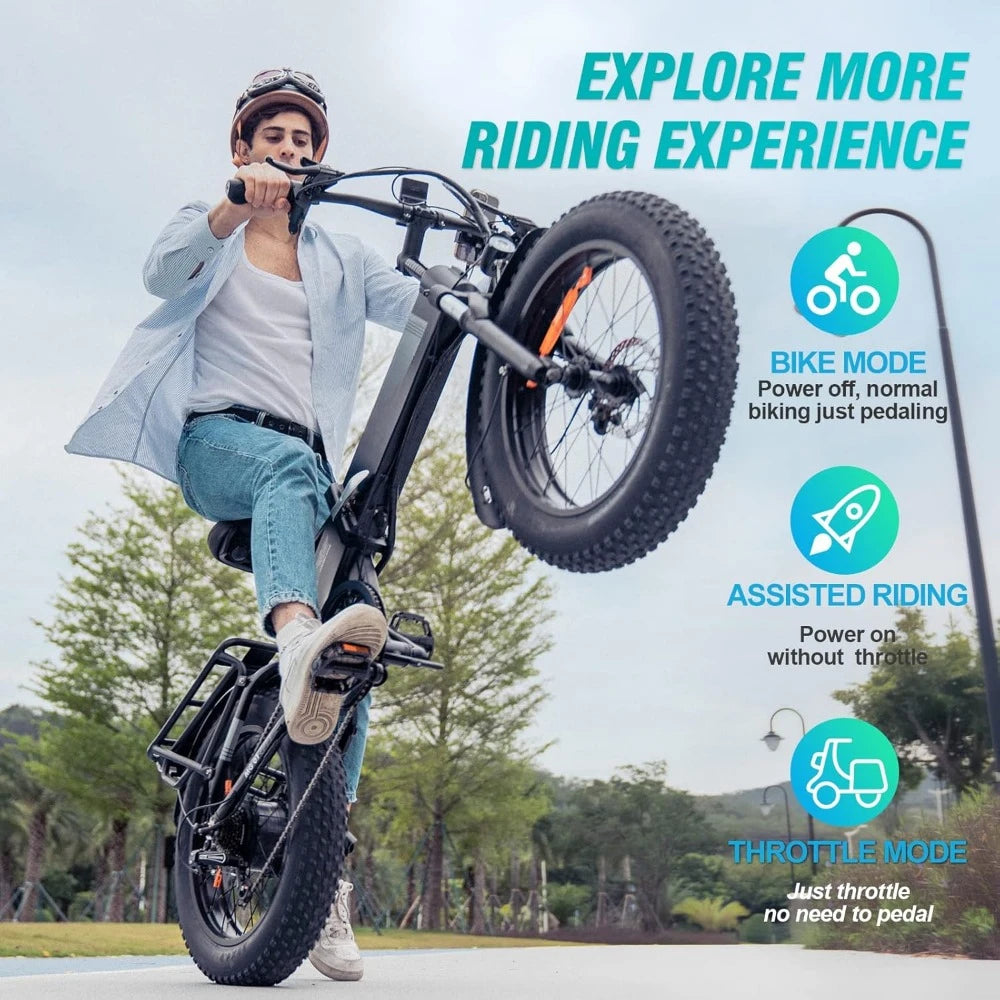 Folding Electric Bike for Adults, 1500W 30MPH, 50 Miles/70 Miles, 48V 15Ah Battery, Fat Tire City Commuter EBike