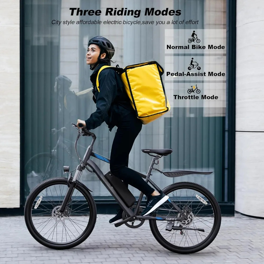 Electric Bike for Adults, 350W 20MPH Commuter Ebike with 36V Removable Battery 24'' Electric Mountain Bike with Front Suspension