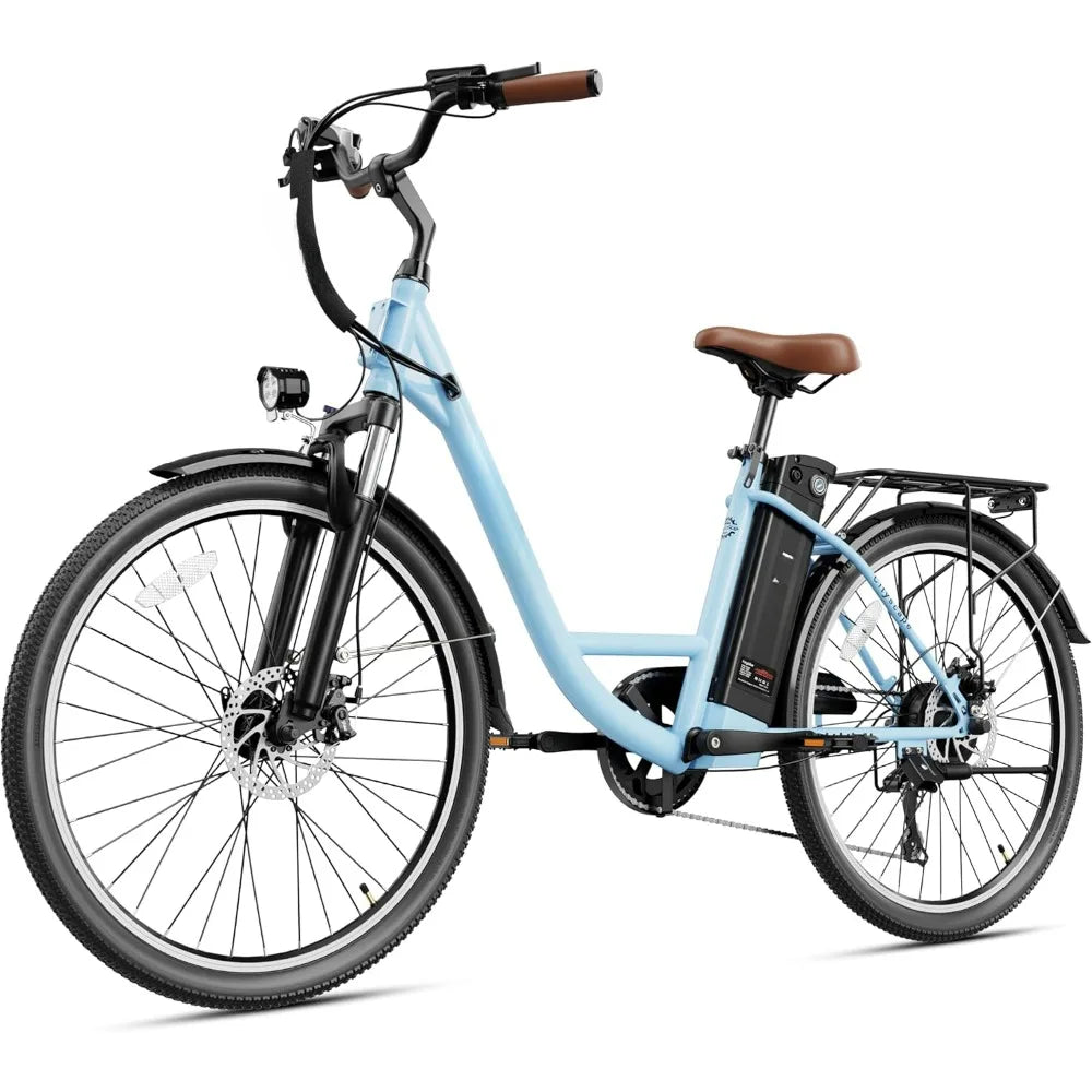 Electric Bike 350W(Peak 500W) Electric City Cruiser Bicycle Up to 40 Miles Dual Shock Absorber Electric Commuter Bike for Adults