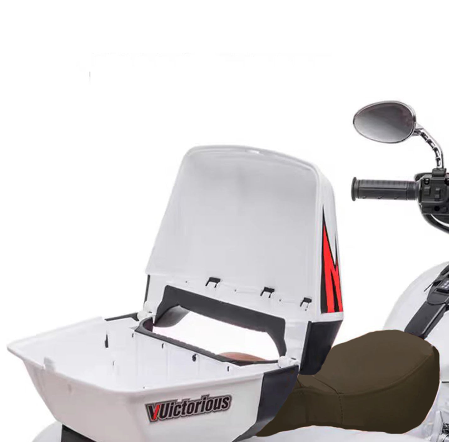 Kids Ride on motorcycle 12V Electric Motorbike for Kids with Key start /3 wheels Headlight/Storage Box/ two motor/ two seat