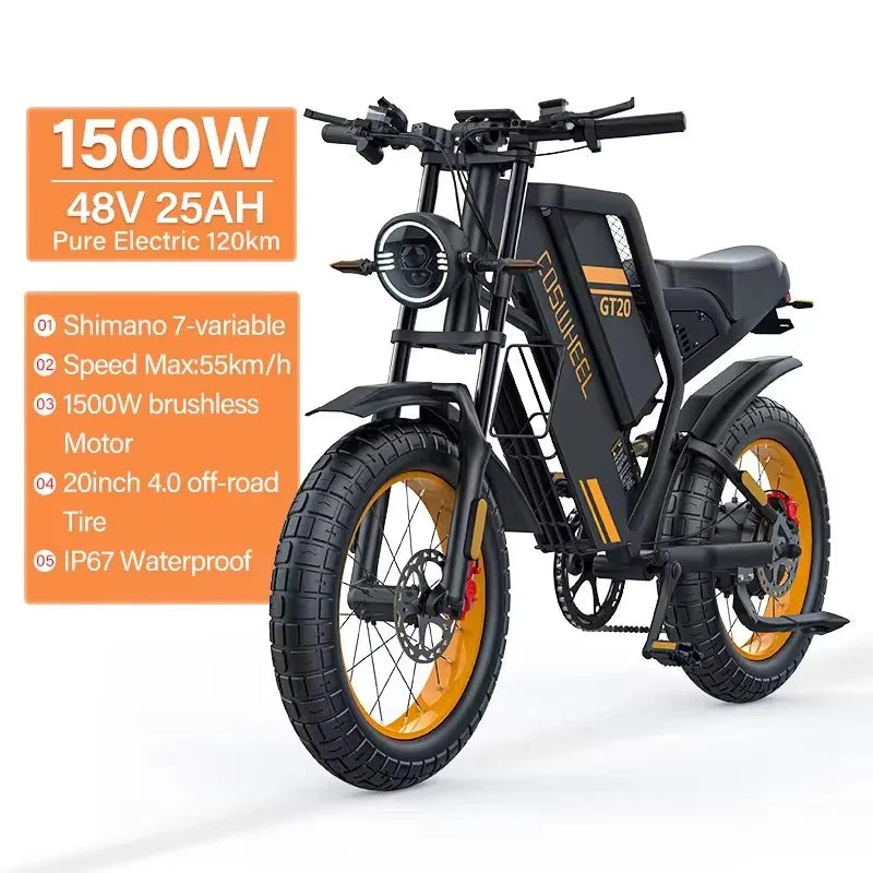 Coswheel Ebike GT20 Pro 3000W 48V 40AH Electric Motorcycle Max 145 Miles Fat Tire Mountain Electric Bike Adult Off-Road bicycle