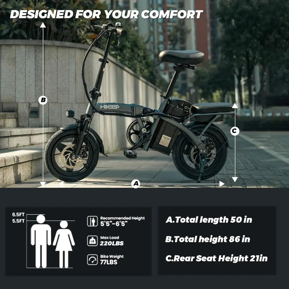 14” Tire 22Mph 400W (Peak 600W) Motor Mini Small Ebike and Multi-Shock Absorption Adjustable,Folding Electric Bikes for Adults