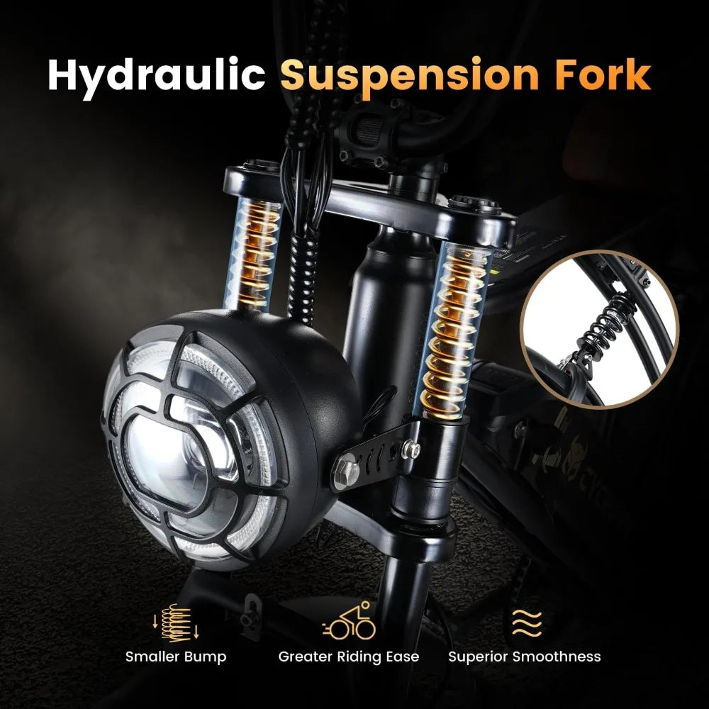 Electric Bike for Adults 1500W Peak Motor with Removeable Battery,Max 55Miles, 20" Fat Tire Commuting Off Road Mountain Bike