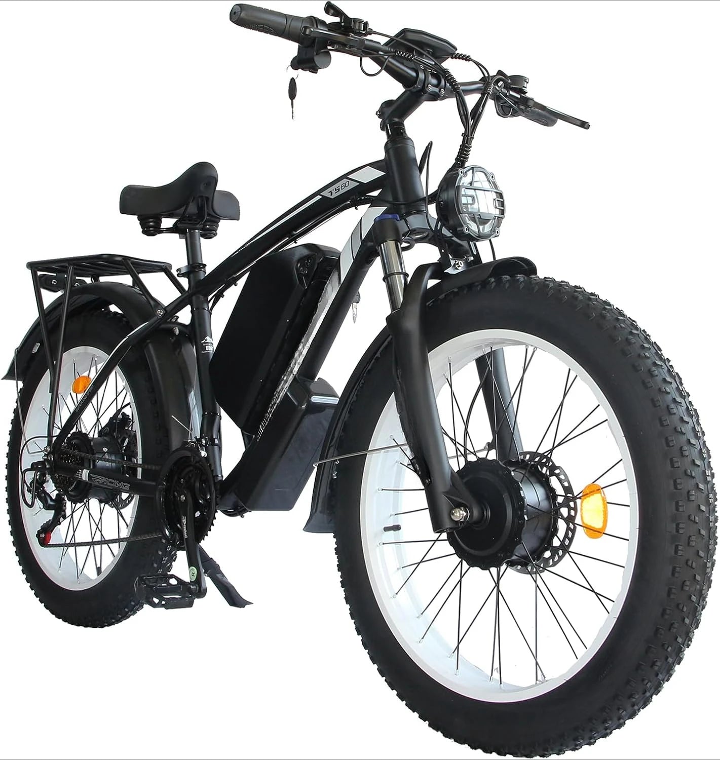 Electric Bike, 38MPH 80Miles Electric Mountain Bike, 24" Fat Tire Electric Bicycle with 60V 25AH Battery, 7 Speed, 3000W Ebike