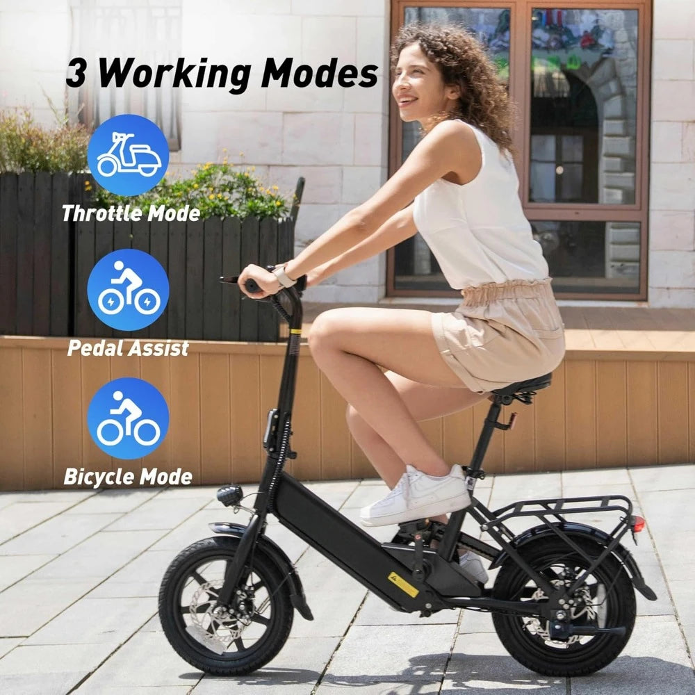 Electric Bike for Adults Teens, Folding Electric Bicycle,350W Motor and 36V 7.5Ah Battery,3 Levels Assist, Dual Disc Brakes