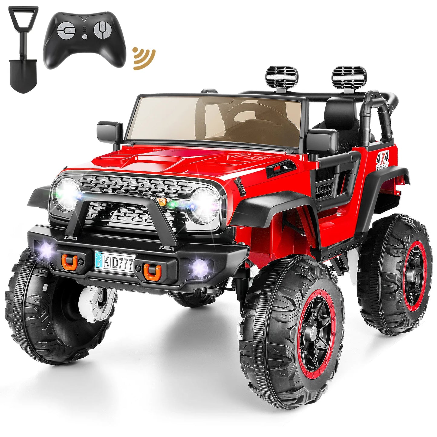 24V 2-Seater Kids Ride on Truck Electric Car 4WD/2WD Switchable 7AH Battery Powered Ride on Toy w/ 4x100W Motor, 3 Speeds,