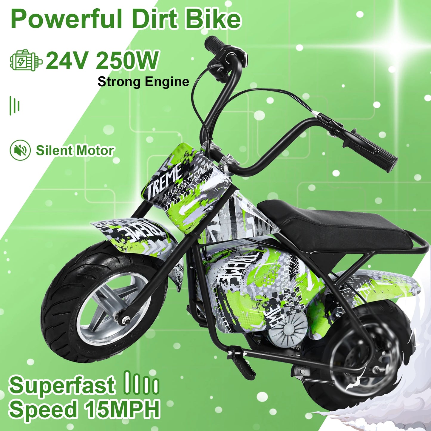 Electric Dirtbike, 24V Kids Electric Motorcycle, 250W Powerful Off-Road Bike Motocross,  with 13.67MPH Fast Speed