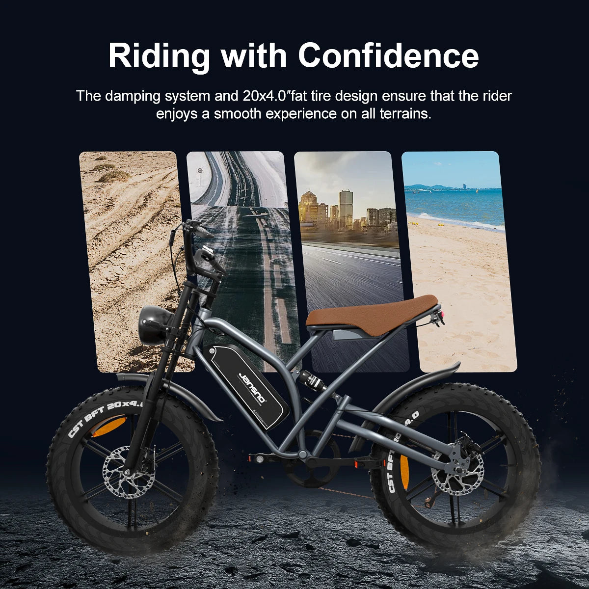 Jansno X50 Electric Bike 750W 48V14AH Fat Tire MTB Hybrid for Adults Off-Road E-Bike with Powerful Motor