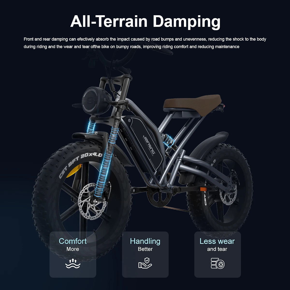 Jansno X50 Electric Bike 750W 48V14AH Fat Tire MTB Hybrid for Adults Off-Road E-Bike with Powerful Motor