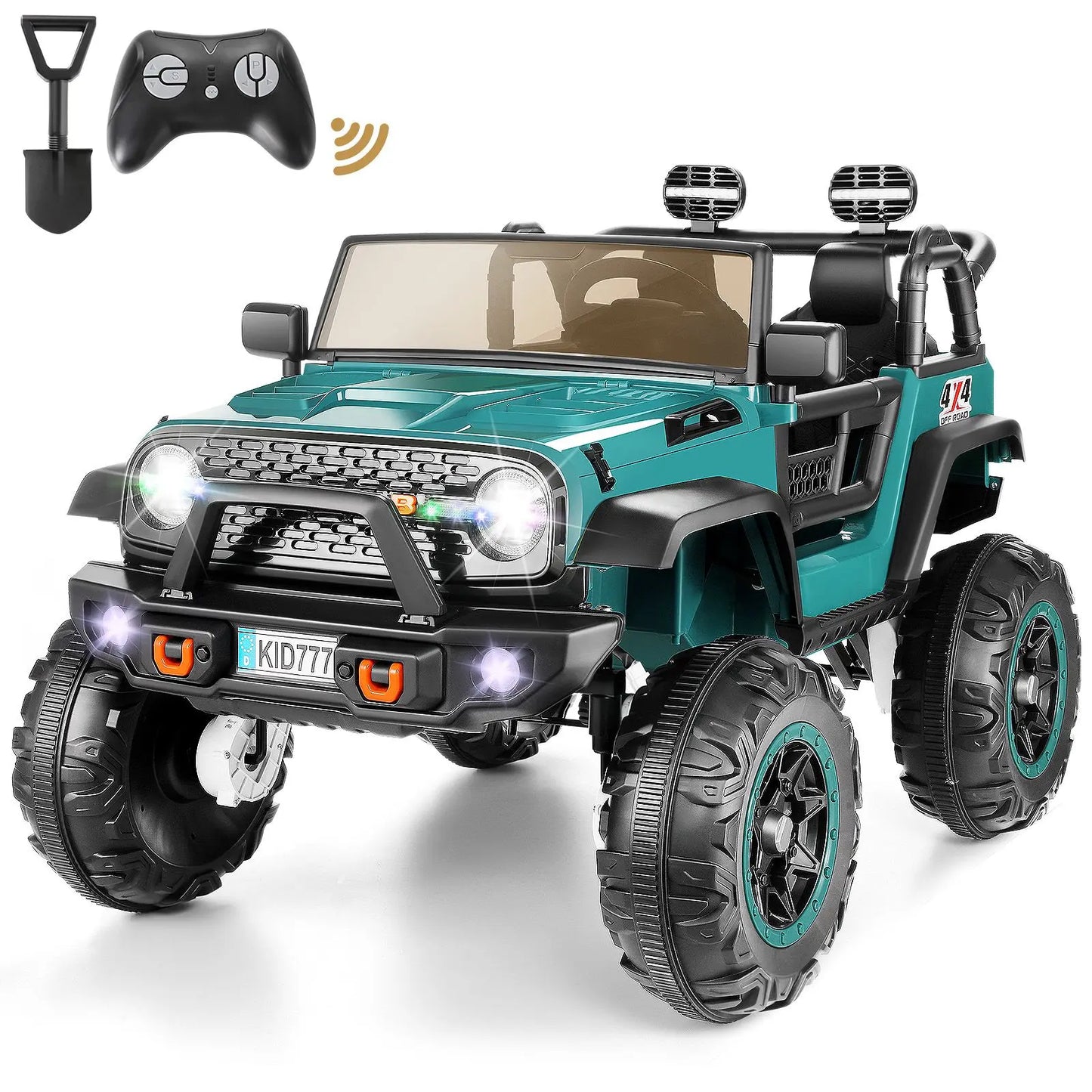 24V 2-Seater Kids Ride on Truck Electric Car 4WD/2WD Switchable 7AH Battery Powered Ride on Toy w/ 4x100W Motor, 3 Speeds,