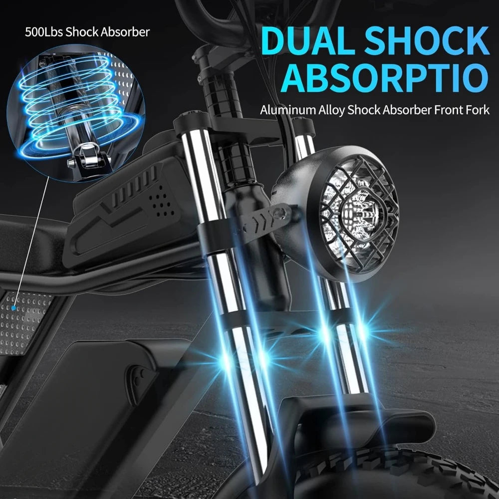 Electric Bike for Adults1500W (peak),removable 48V 20 Ah Battery Ebike,  7-Speed 20" Fat Tire Dirt Bike