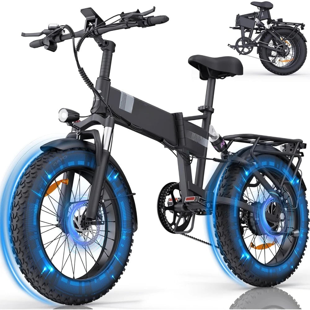 Folding Electric Bike for Adults, 1500W 30MPH, 50 Miles/70 Miles, 48V 15Ah Battery, Fat Tire City Commuter EBike