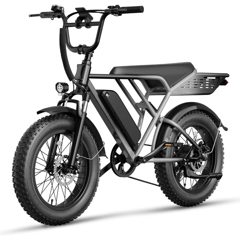 Electric Bike, 1500W Peak Upgrade Motor, 20" Fat Tire All-Terrain E-Bike with 48V 13Ah Removable Battery Moped Electric Bicycle