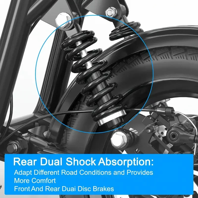 Electric Bike With Seats For Adults Power 500W Motor, E Bike With 14" Pneumatic Tire And 20 Miles Range&17.5Mph Electric Bicycle