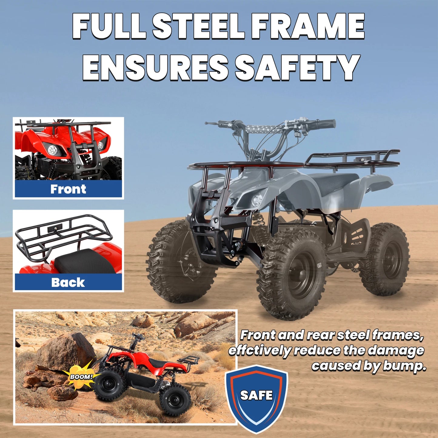 36V Electric ATV Dirt Quad Electric Four-Wheeled ATV with 500W Brushless Powerful Motor Off-Road Vehicle Electric Kids ATV Ride