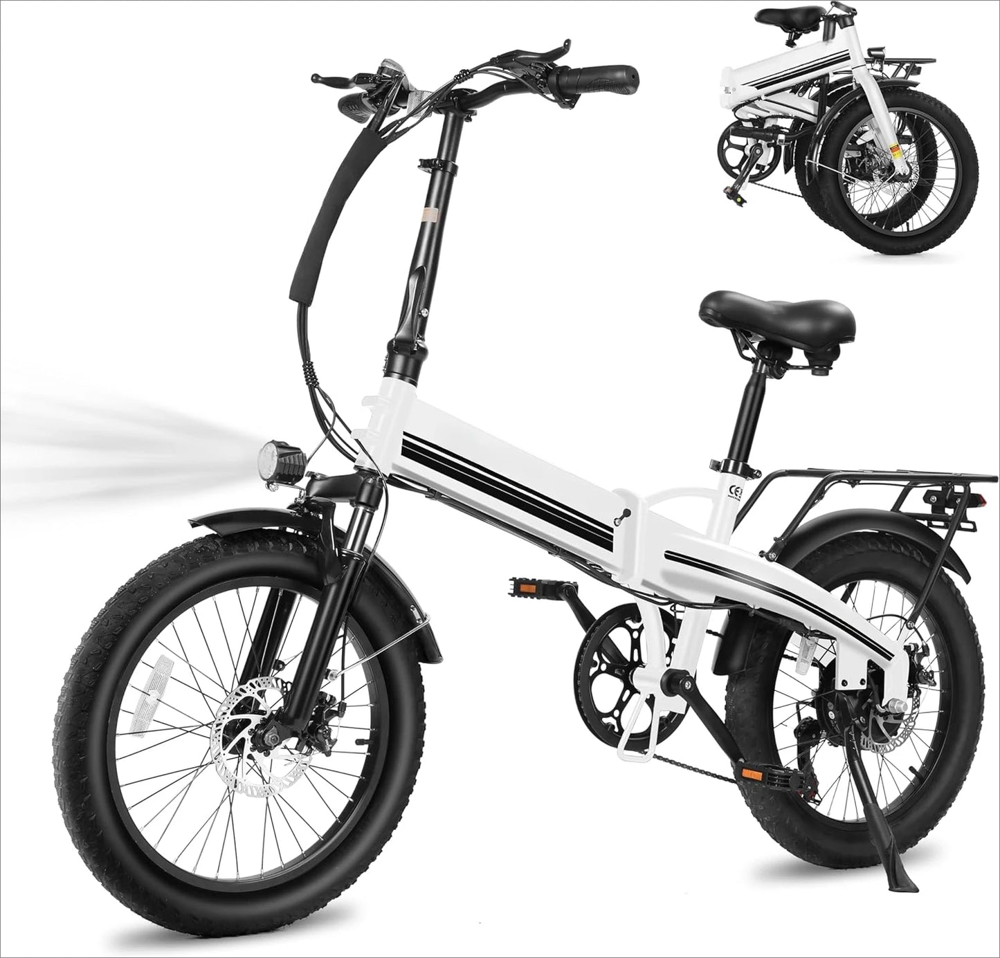 Electric Bike Peak 1000W, 55Miles 28Mph Top Speed, 20" Fat Tire Folding Electric Bicycle, 48V 10.4Ah Removable Battery Ebike