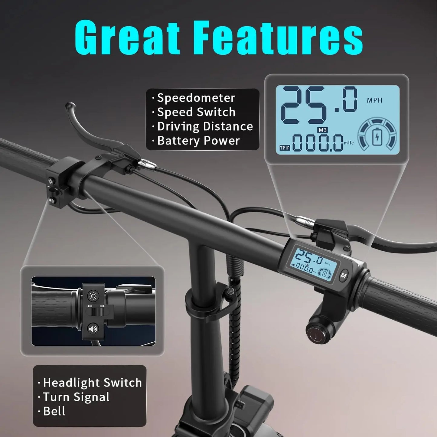 Folding electric scooter with trunk, 500W motor (peak 650W), 48V15AH, 20MPH, 30 mile long range, suitable for commuting travel