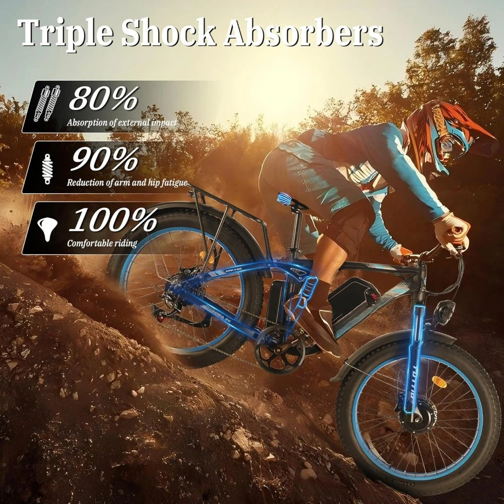 Dual-Motor 5000W/3000W Peak Electric-Bike for Adults-Women-Men - 52V 30AH/25AH, 40MPH/38MPH, Full Suspension Ebikes