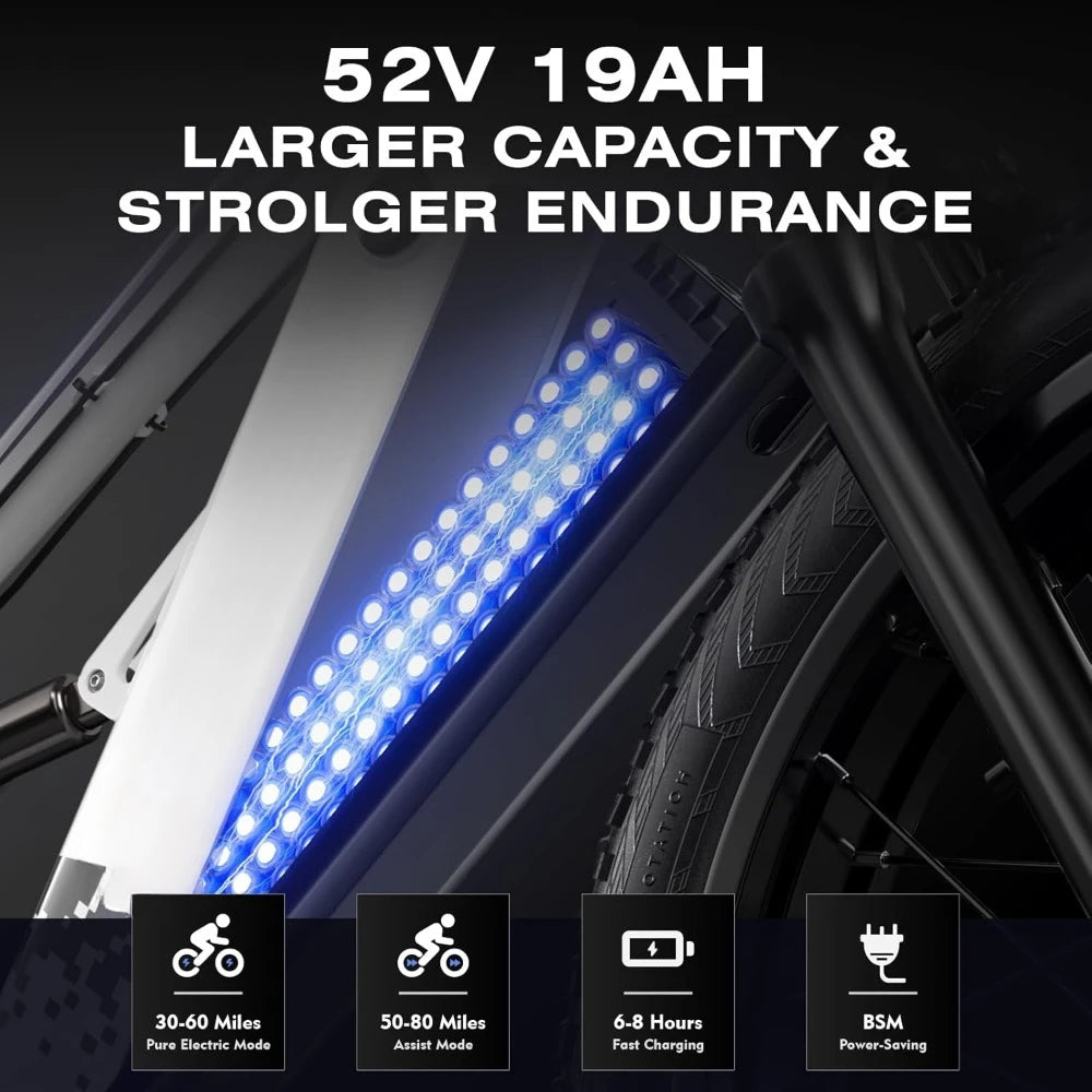 Adults Electric Bike 750W,Dual Hydraulic Disc Brakes Full Suspension,26”Fat Tire  Beach Snow Mountain Bike