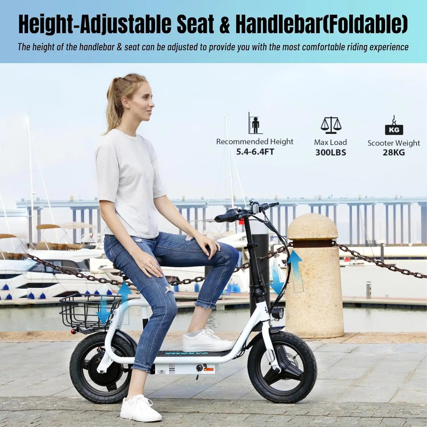 Peak 1200W Electric Scooter Adults, 20 MPH Top Speed 30 Miles Range,Foldable Electric Scooter w/Seat,