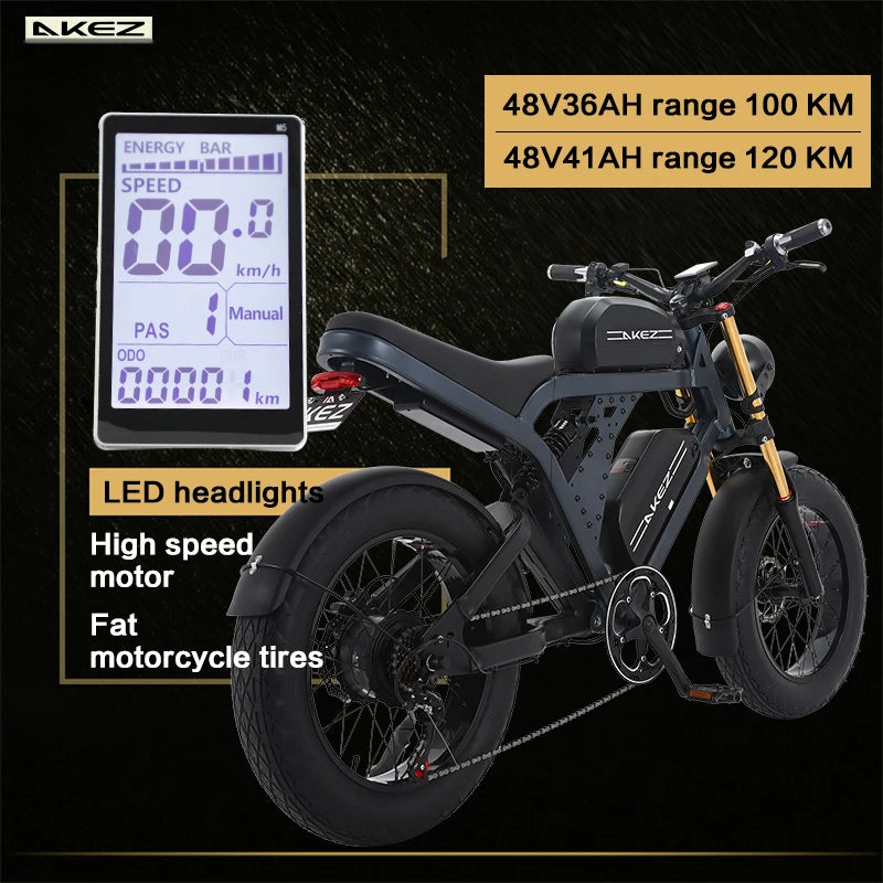 Electric Bicycle 1500W  2000W 4000W 48V High Power Electric Mountain Bike 36/41AH Dual Battery Electric Motorcycle adult E-bike