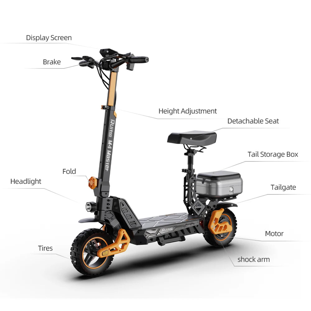 Ruitoo M4Master 1600W 50V20.8AH High Speed Electric Scooter Can Be Easily Folded To Carry Adult Riding