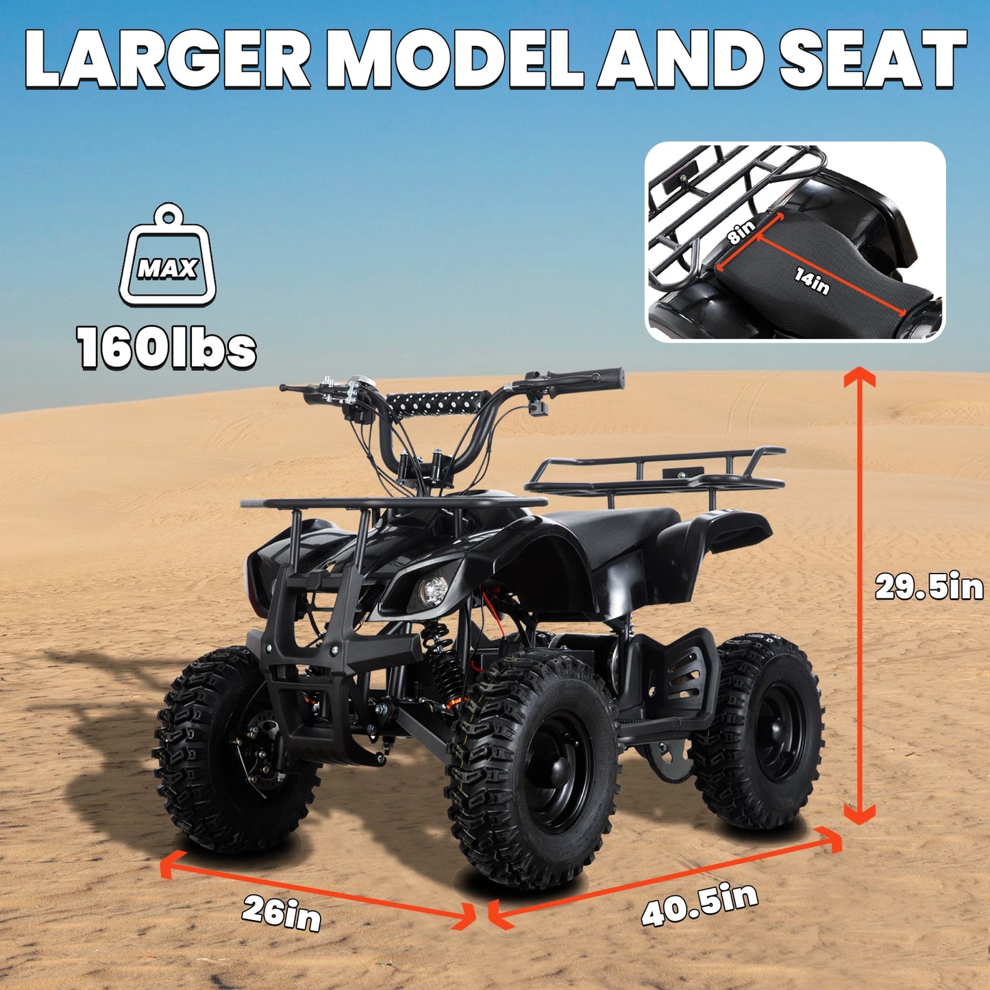 36V Electric ATV Dirt Quad Electric Four-Wheeled ATV with 500W Brushless Powerful Motor Off-Road Vehicle Electric Kids ATV Ride