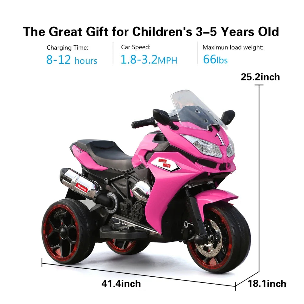 TAMCO 12V Kids Electric motorcycle/ride on motorcycle,Boy and Girl Children Rechargeable Battery Motor Bikes with 3 Light Wheels