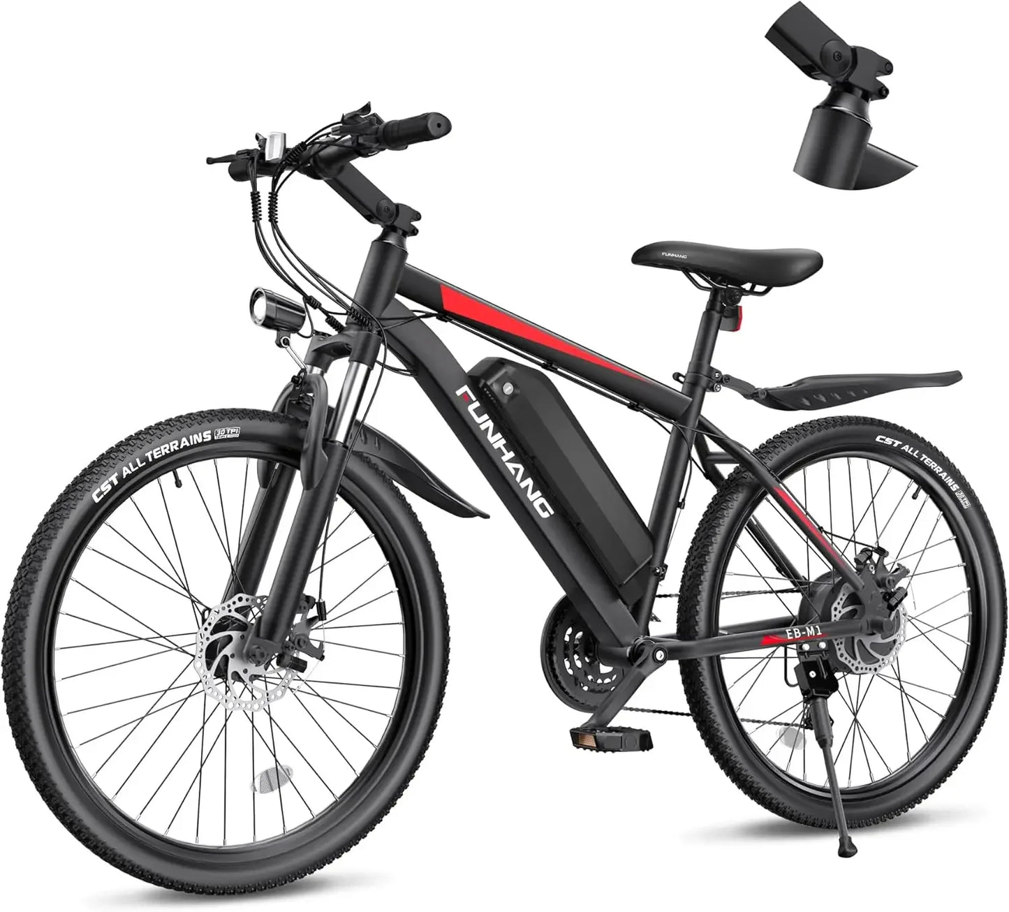 26'' 1000W Peak Ebike,Electric Bike for Adults, Up to 50 Miles 21.7MPH Electric Mountain Bike with 48V 374.4WH Removable Battery