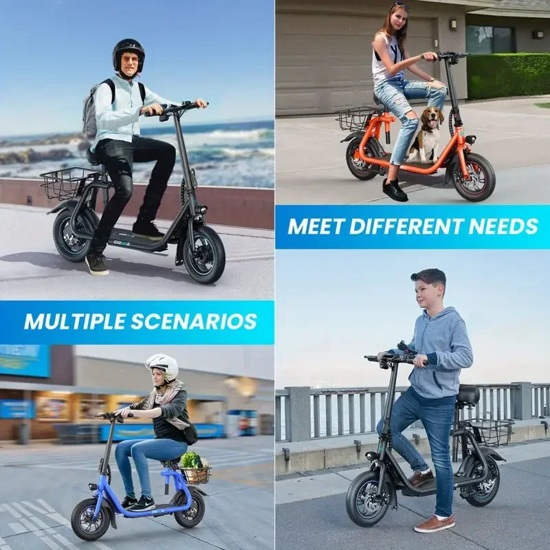 450W High-Speed Electric Scooter with Seat Dual 3.5V/7.87Ah Lithium Battery, Up to 21 Miles Range Electric Scooter for Adults