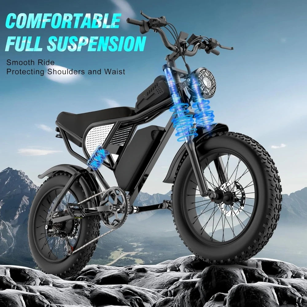 Electric Bike for Adults 1500W Peak, 48V20AH, All Terrain for Mountains, Snow, Sand, Road,20" Fat Tire Dirt Bike