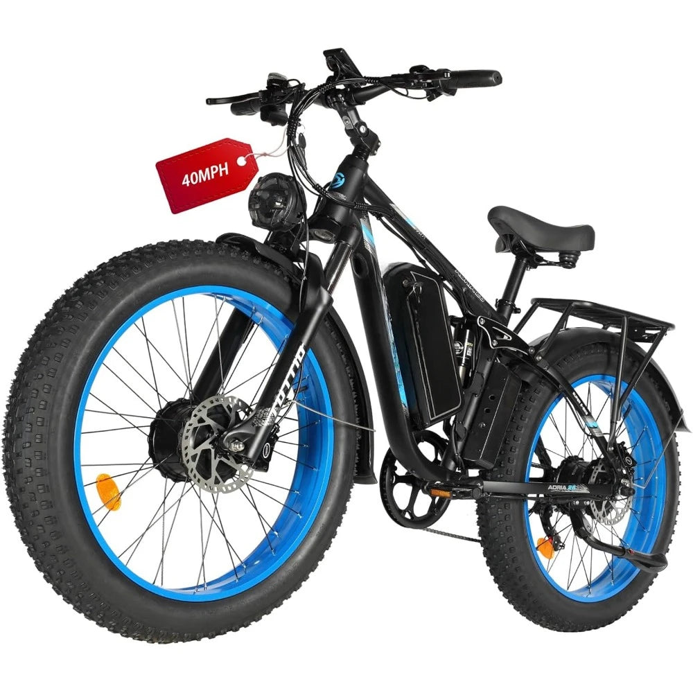 Dual-Motor 5000W/3000W Peak Electric-Bike for Adults-Women-Men - 52V 30AH/25AH, 40MPH/38MPH, Full Suspension Ebikes
