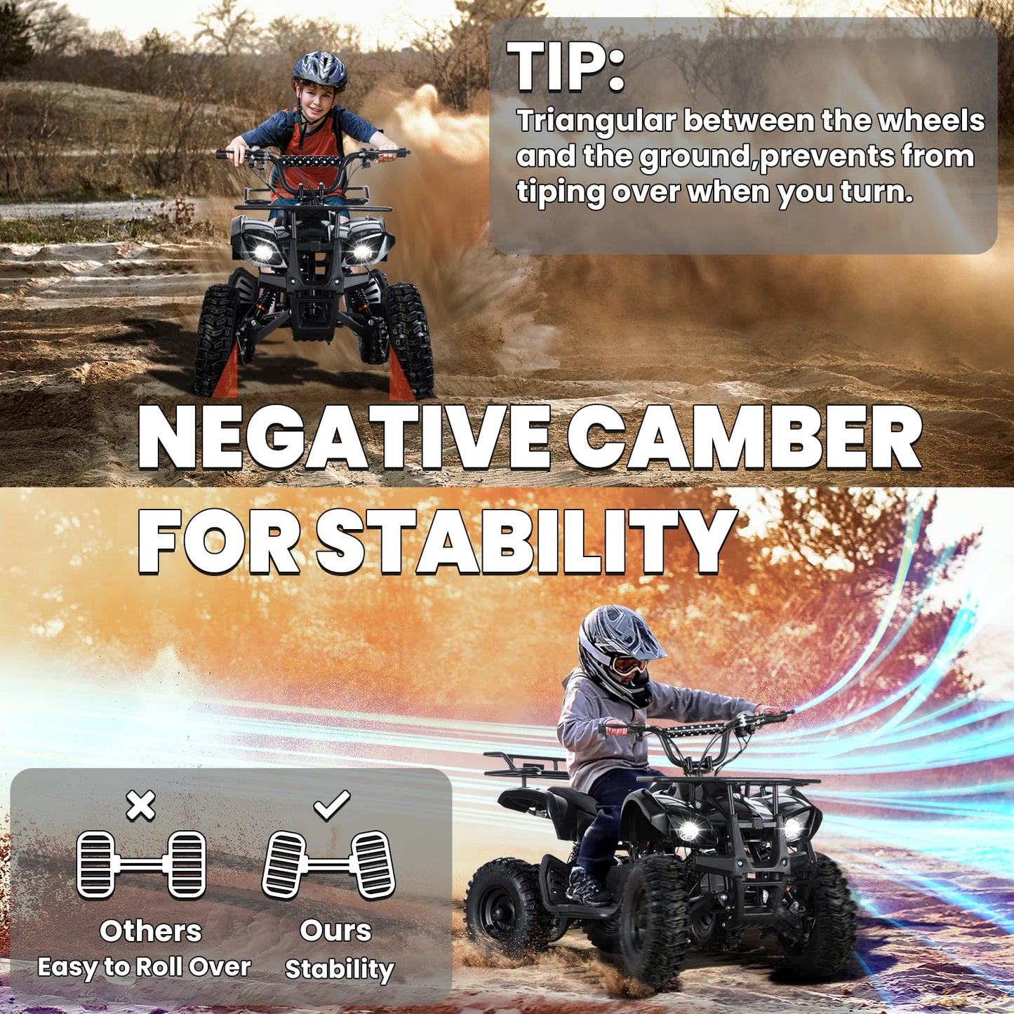 36V Electric ATV Dirt Quad Electric Four-Wheeled ATV with 500W Brushless Powerful Motor Off-Road Vehicle Electric Kids ATV Ride