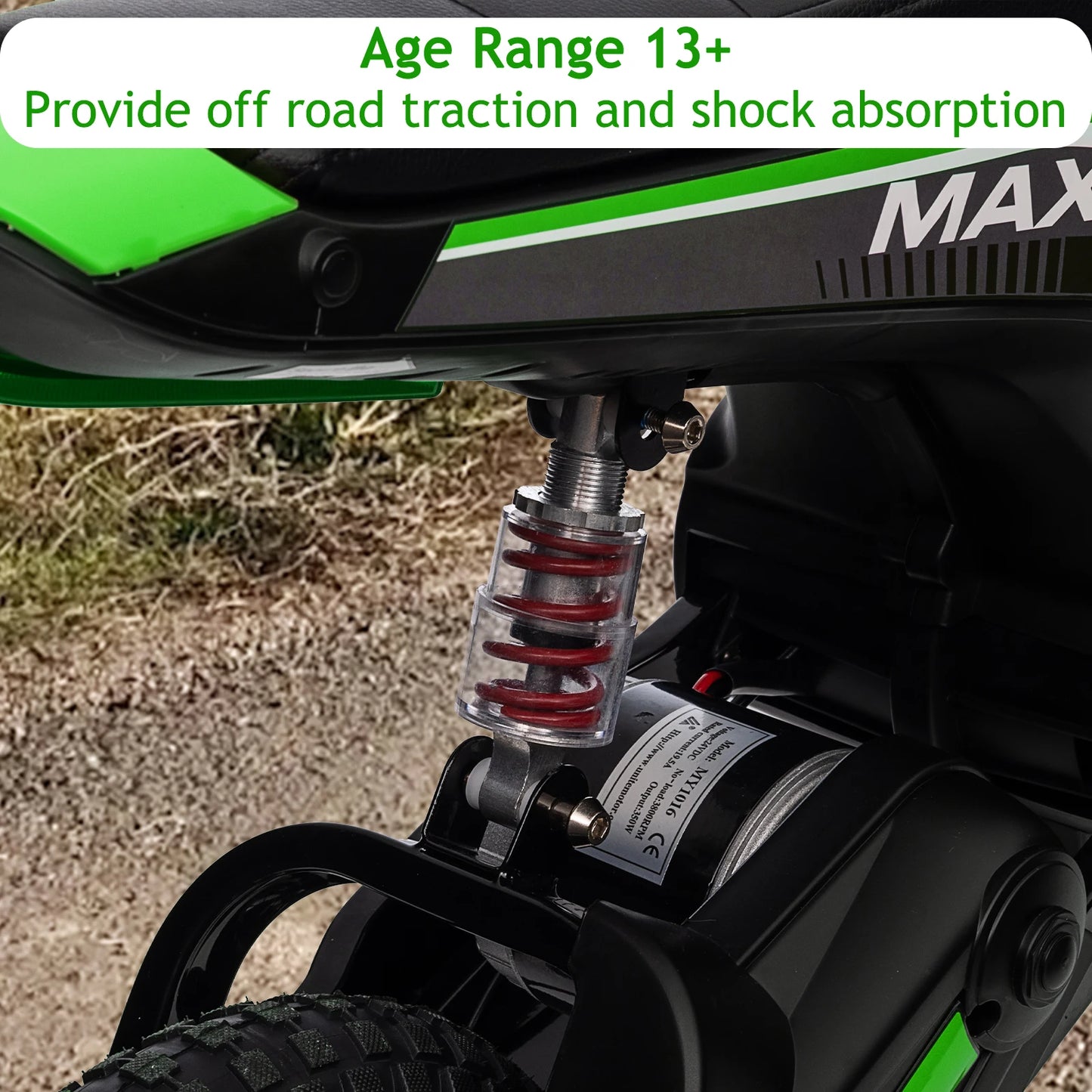 24V Kids Electric Dirt Bike 350W High-Torque Motorcycle For Ages 8-14,Up To 14.29 Mph,2-Speed Modes,Rear-Wheel Drive