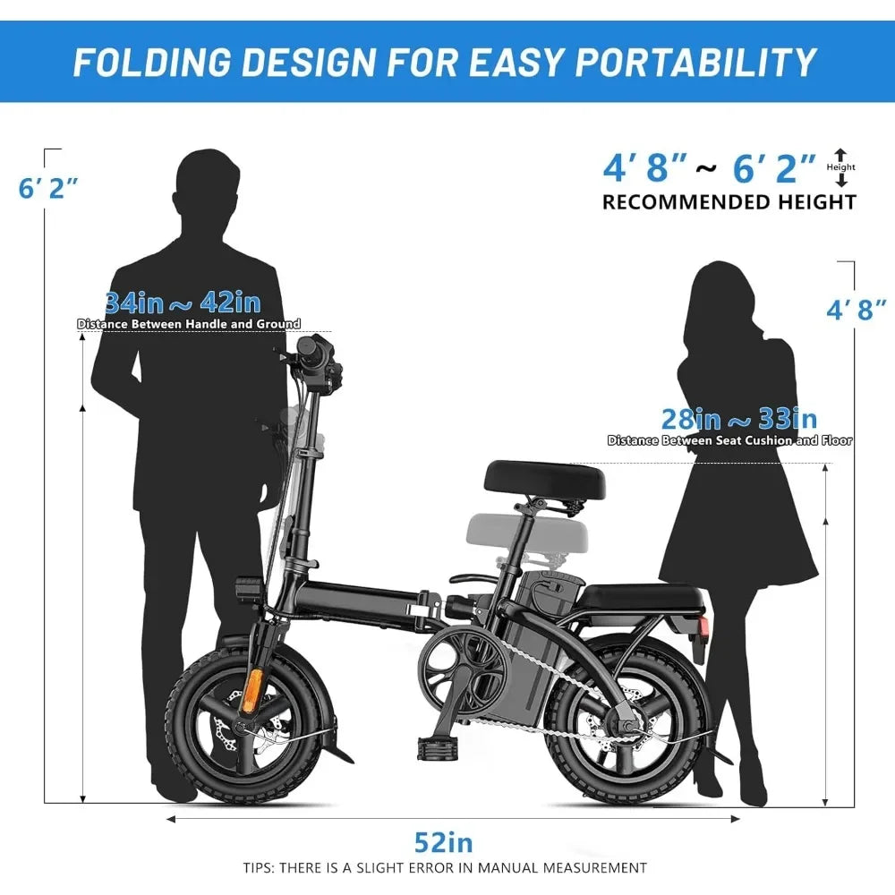 Folding Ebike,Electric Bicycle with Removable Battery,Electric Bike for Adult,20MPH Commuting Electric Bike,Brushless Gear Motor
