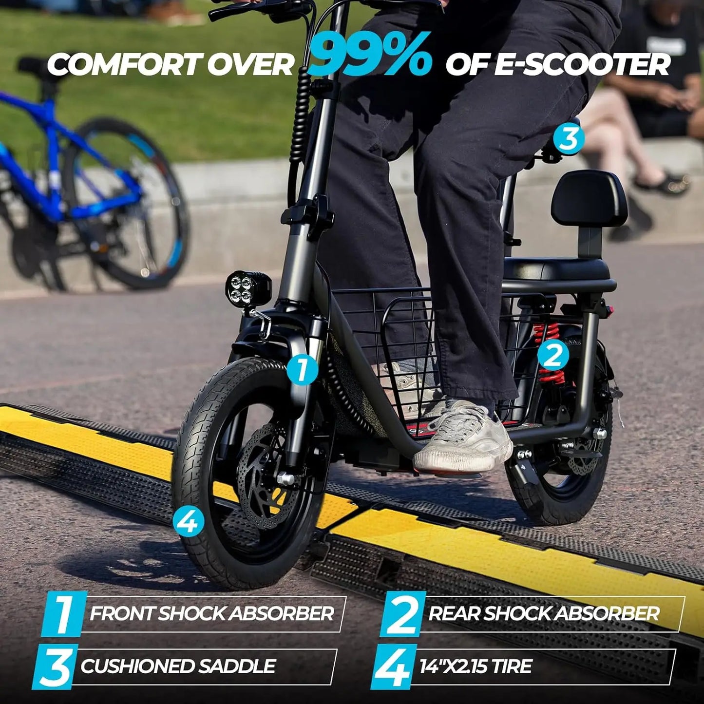 500w48v adult electric scooter, equipped with 14 inch tires  can travel 25 miles 20 MPH dual brakes, city commuting  shopping ba