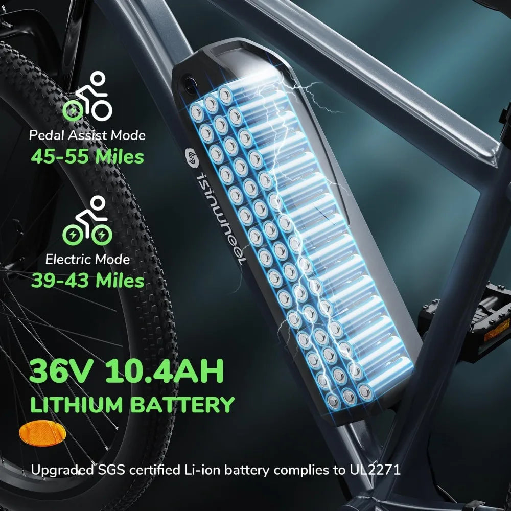 26 inch commuting electric mountain bike 20MPH with a maximum range of 55+miles, detachable battery, professional 35 speed, 500W