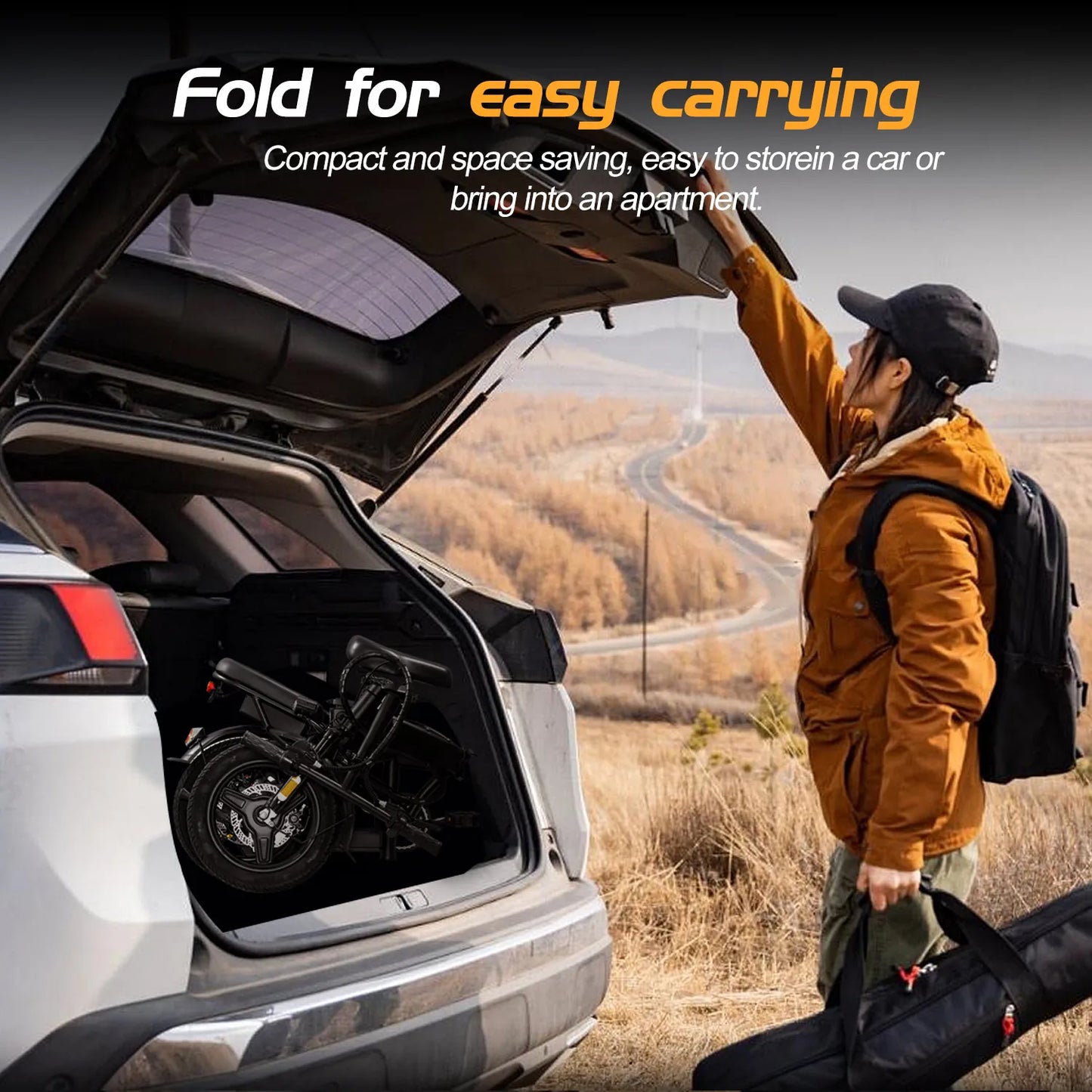 Folding Electric Bike for Adult With Basket 350W Foldable Electric Bicycle 48V 10.4AH Commuting Lightweight Cycling Escooter