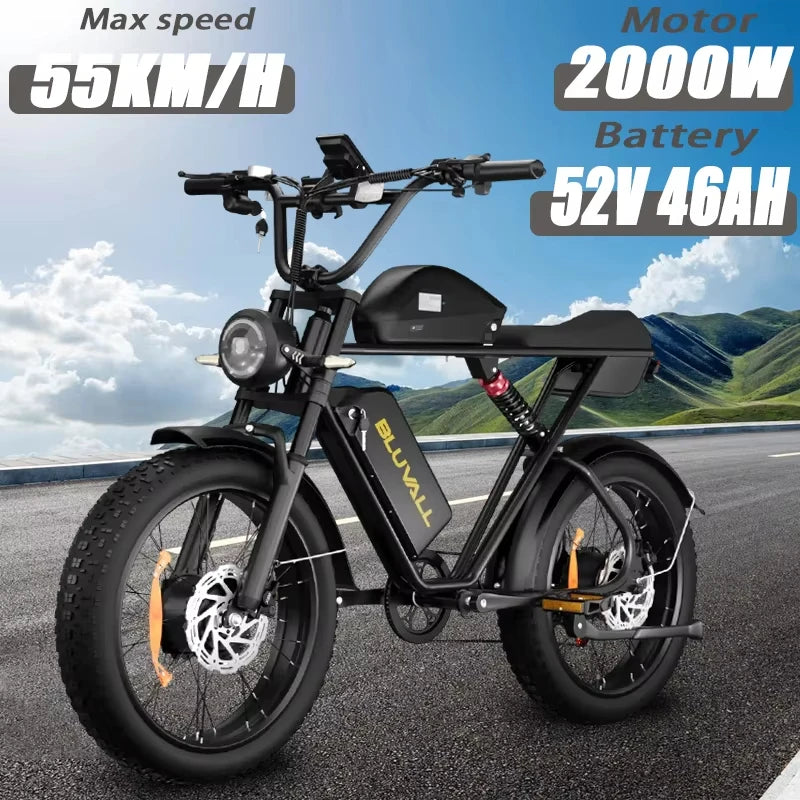 Electric Bicycle K10 2000W motor 52V46AH battery adult Electric bike All terrain hydraulic brake multifunctional mountain E-bike