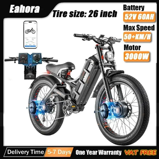 Electric bicycle Romeo P2 3000W Powerful dual motor 52V 60AH lithium battery luxury ebike adult Mountain Off road Electric Bike