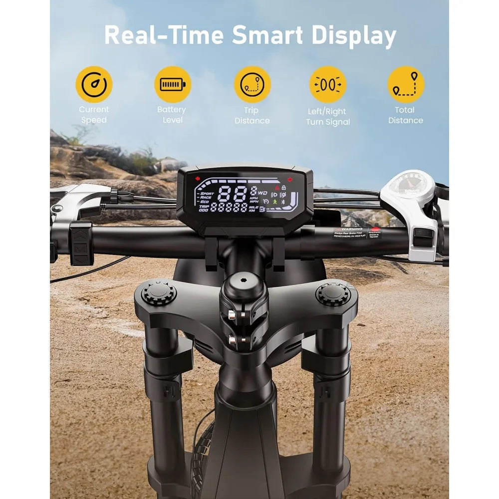 Retro Electric Bike for Adults 1000W Peak, 28MPH, Max 75 Miles, 7-Speed Ebike Full Suspension 20" Fat Tire Electric Dirt Bike