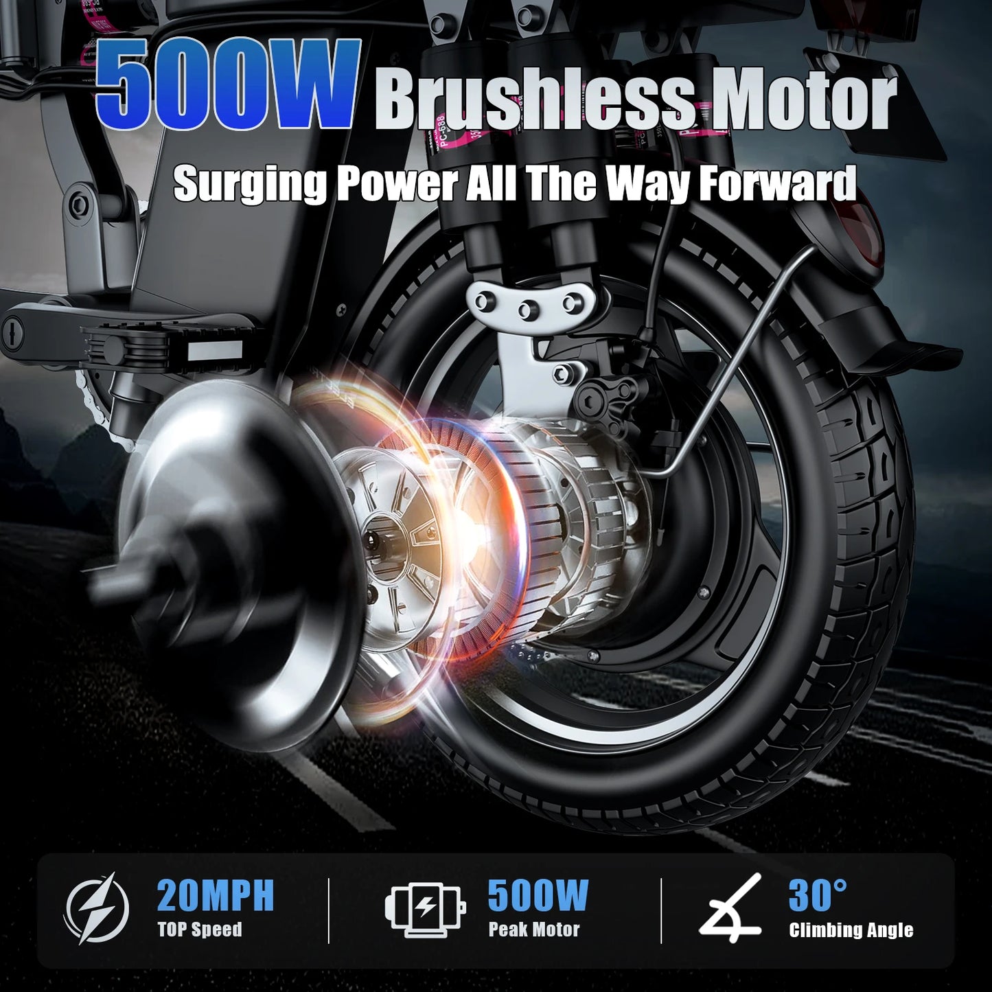 Electric Bike for Adults, 48V 15AH Removable Battery,20MPH 35Miles 500W Brushless Motor Commuting Ebikes for Women Men