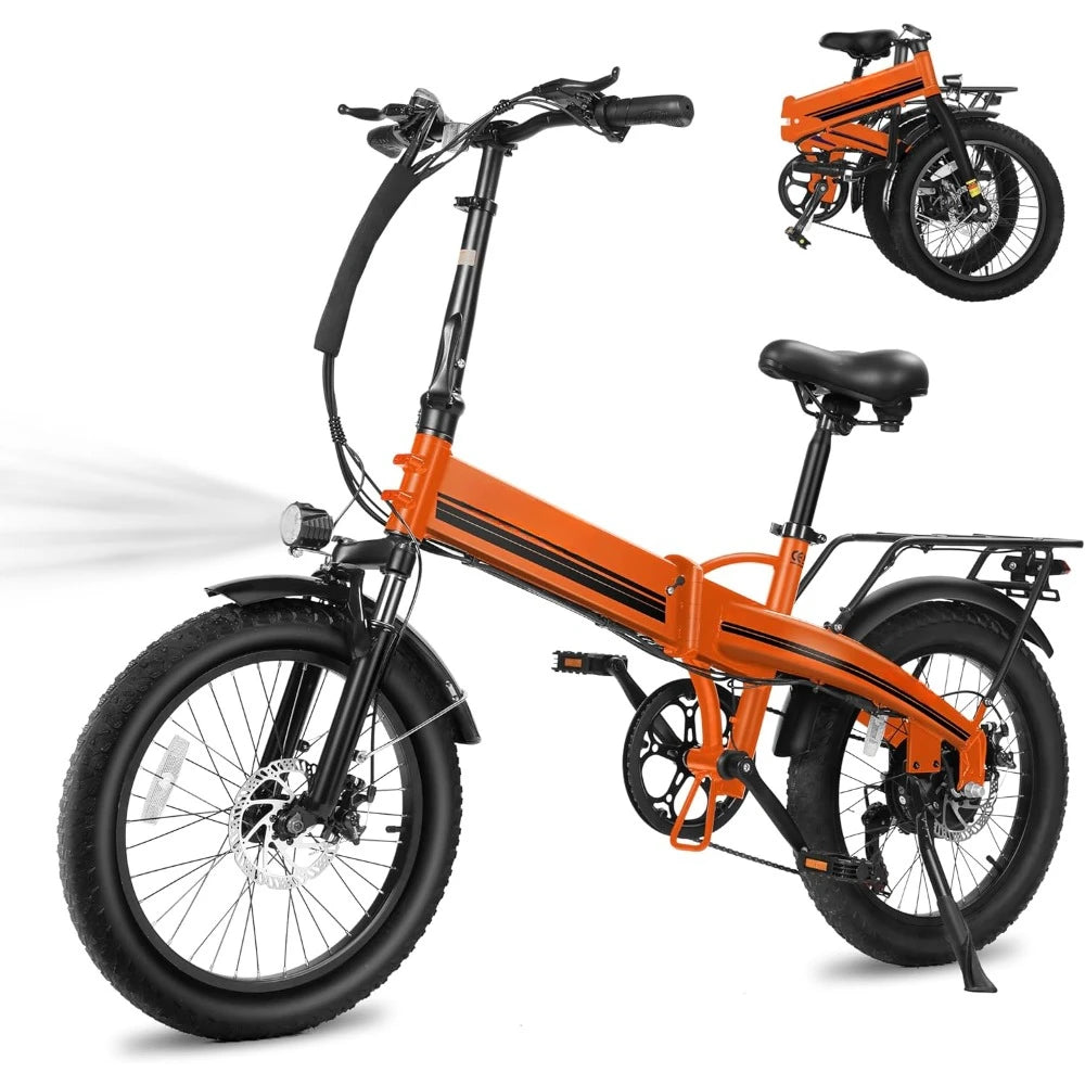 Electric Bike Peak 1000W, 55Miles 28Mph Top Speed, 20" Fat Tire Folding Electric Bicycle, 48V 10.4Ah Removable Battery Ebike
