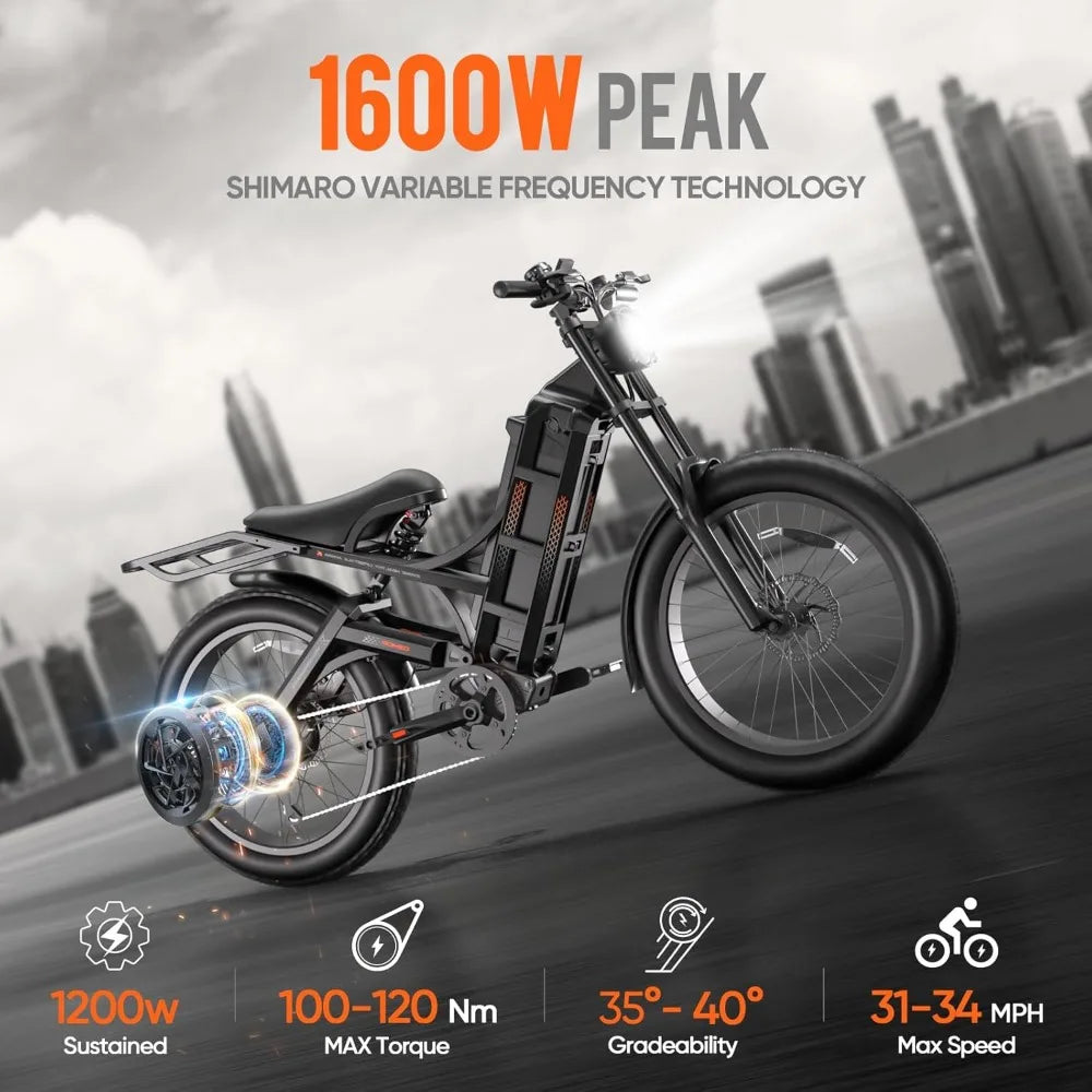 3000W/ Peak 1600W 60A Electric Bike, 26" Fat Tire Electric Mountain Bike Full Suspension Long Range 100-200 Miles EBikes